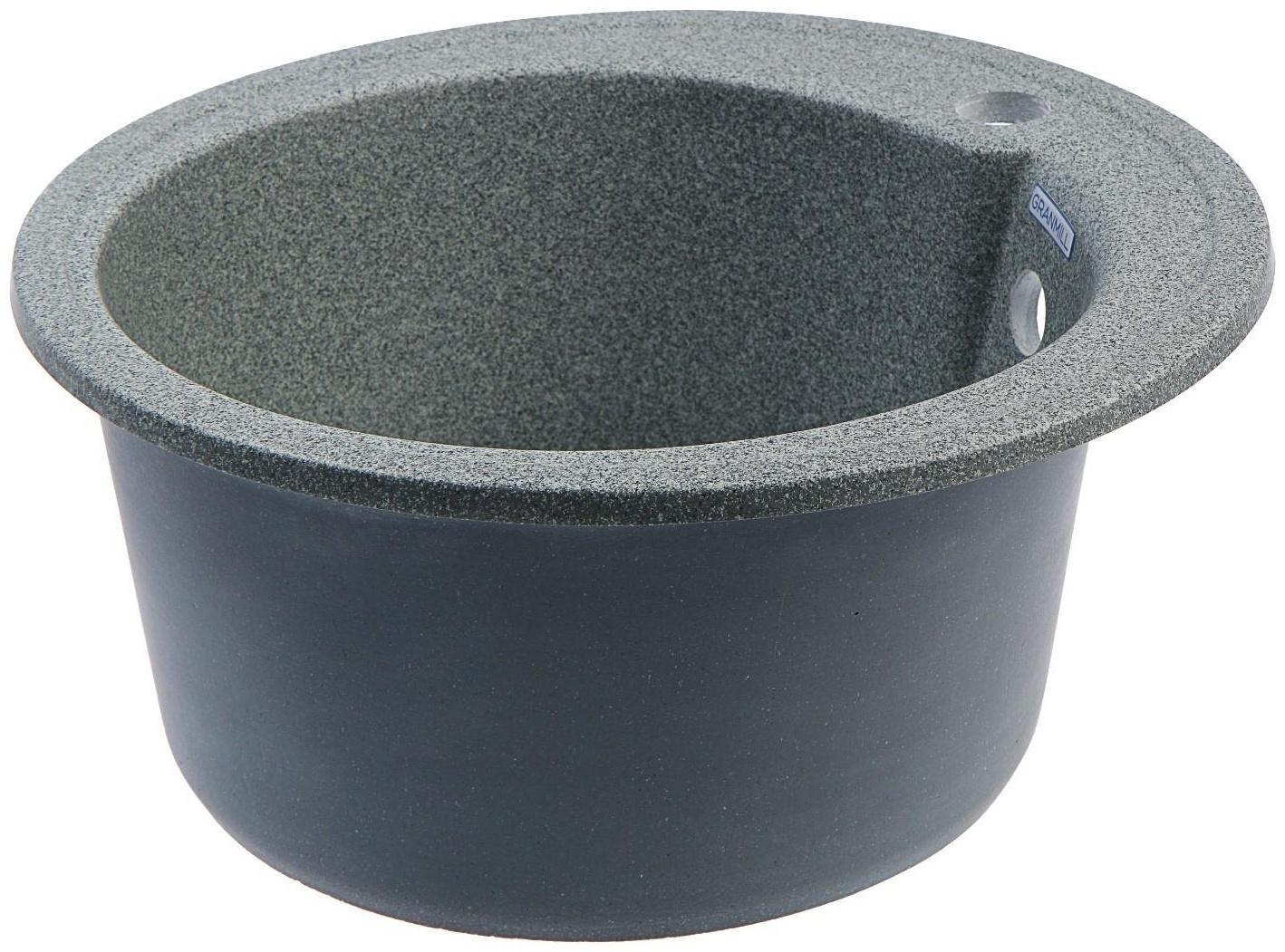 Мойка кухонная из камня GRANMILL 19, d=440 мм, глубина 18 см, темно-серая