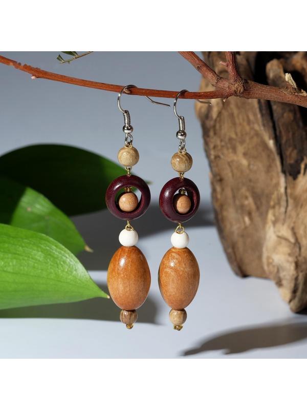 Серьги ручная работа, деревянные 