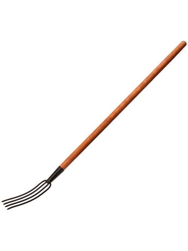 Вилы навозные, 4-рогие, кованные, деревянный черенок