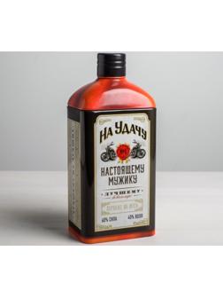 Коробка жестяная в форме бутылки «На удачу», 22 см × 7,2 см × 9,5 см