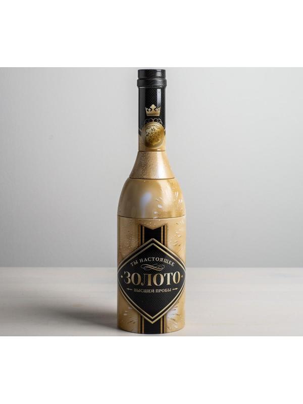 Коробка жестяная в форме бутылки «Золото», 29,7 см × 8 см × 8 см