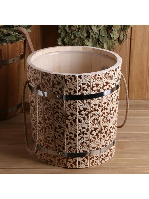 Запарник из липы, 13 литров,  пластиковая вставка, ручка-веревка (Рисунок  2)