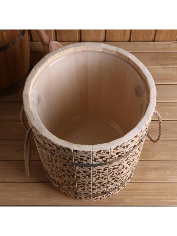 Запарник из липы, 13 литров,  пластиковая вставка, ручка-веревка (Рисунок  2)