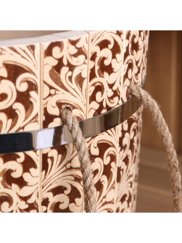 Запарник из липы, 13 литров,  пластиковая вставка, ручка-веревка (Рисунок  2)