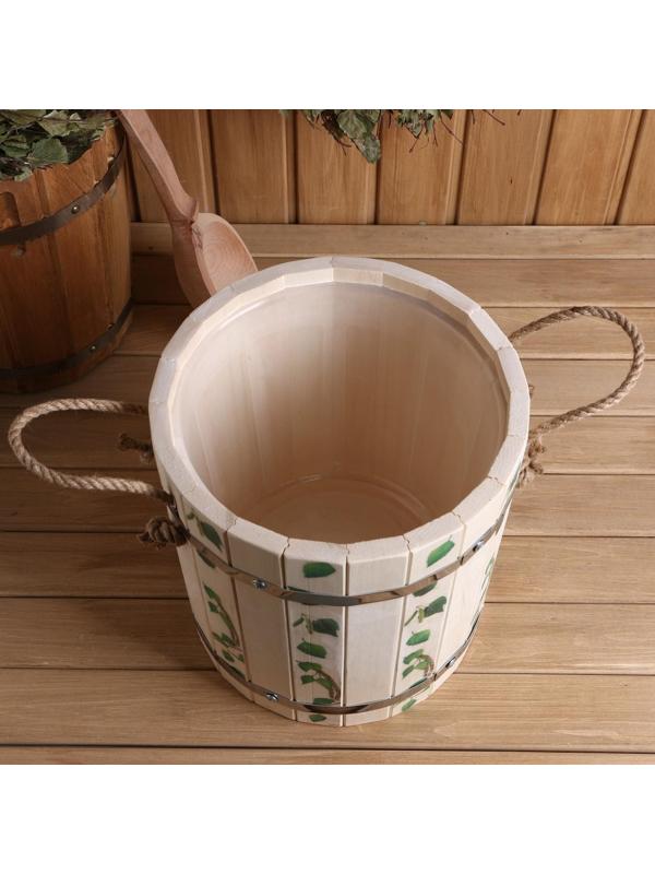 Запарник из липы, 9 л,  пластиковая вставка, ручка-веревка (Рисунок  7), УФ-печать