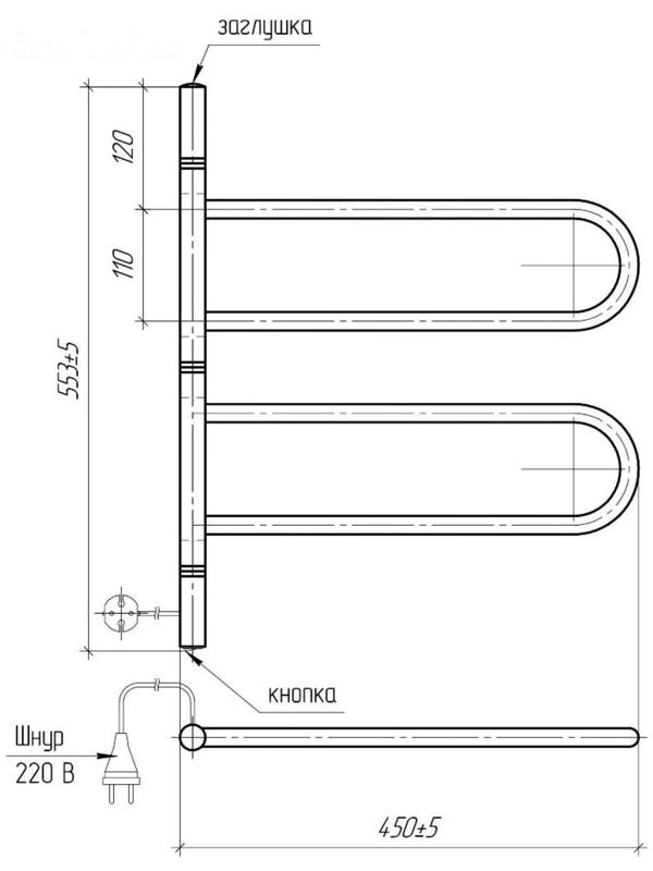 Полотенцесушитель электрический ТЕРА 