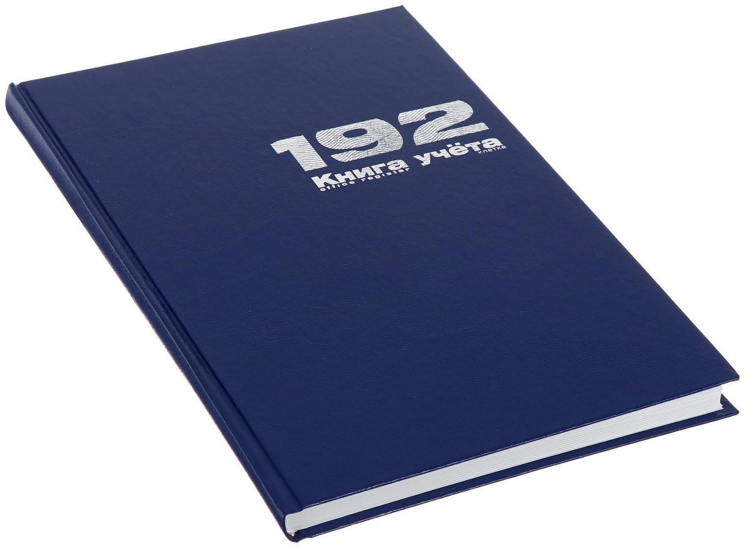 Книга учета А4, 192 листа в клетку, бумвинил, синяя