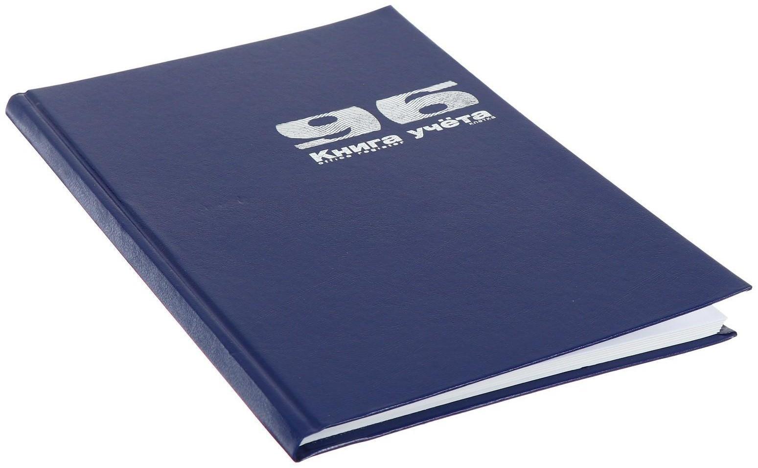 Книга учета А4, 96 листов в клетку, бумвинил, синяя