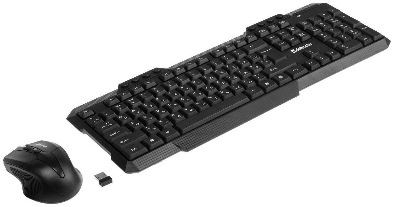 Комплект клавиатура и мышь Defender Jakarta C-805 RU, беспровод,мембран,1600 dpi,USB,чёрный