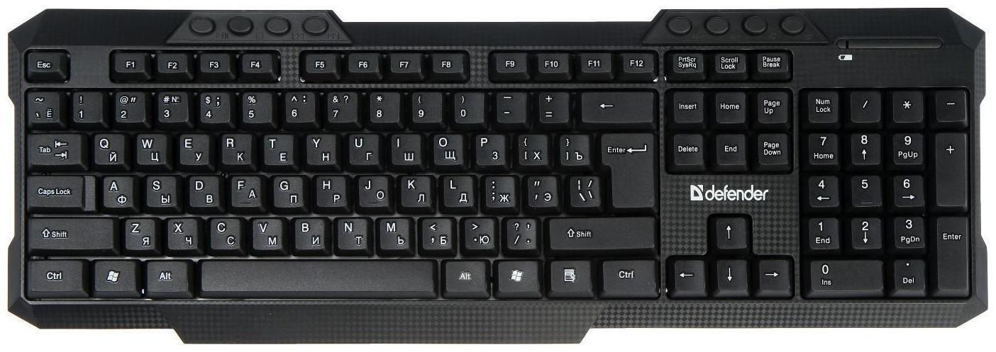 Комплект клавиатура и мышь Defender Jakarta C-805 RU, беспровод,мембран,1600 dpi,USB,чёрный
