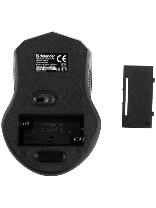 Комплект клавиатура и мышь Defender Jakarta C-805 RU, беспровод,мембран,1600 dpi,USB,чёрный
