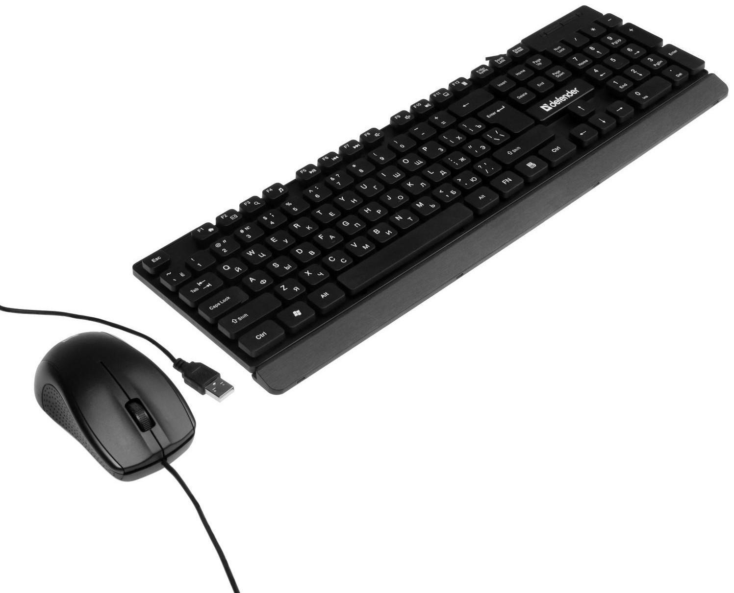 Комплект клавиатура и мышь Defender York C-777 RU, проводной, мембранный, 1000 dpi, чёрный