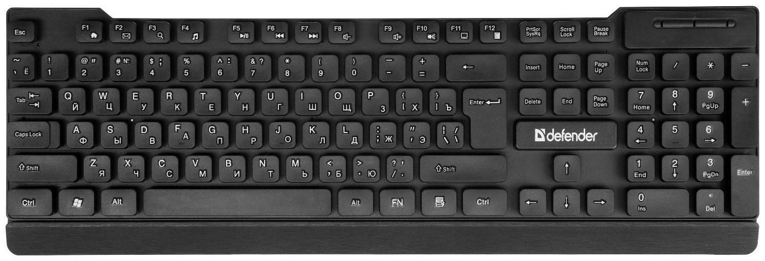 Комплект клавиатура и мышь Defender York C-777 RU, проводной, мембранный, 1000 dpi, чёрный