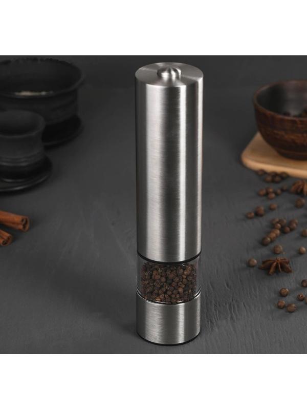 Мельница электрическая, для специй, 22 см, нержавеющая сталь, акрил