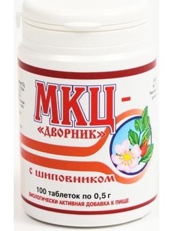 МКЦ «Дворник» с шиповником, для нормализации ЖКТ, 100 таблеток по 0,5 г