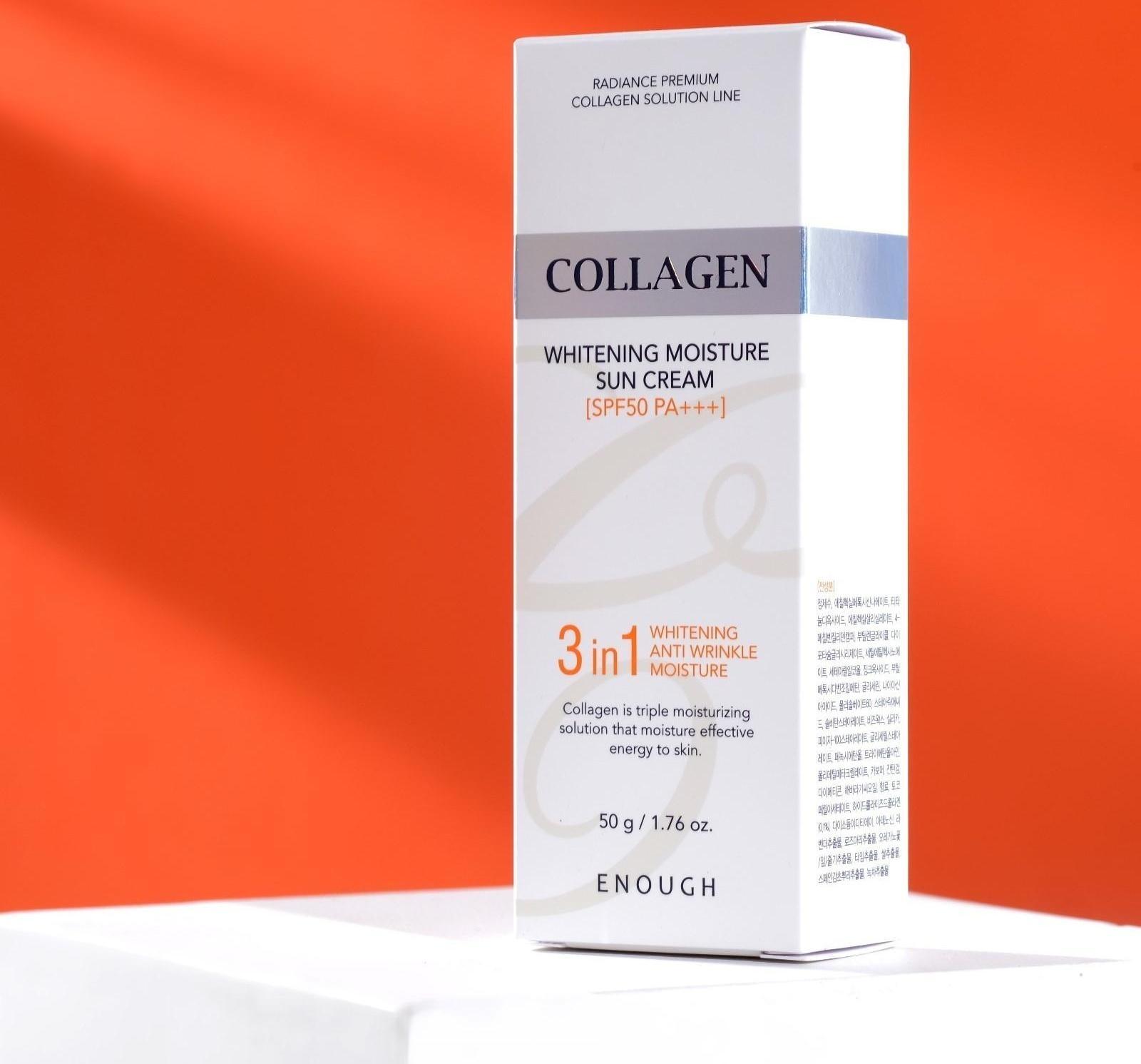 Солнцезащитный крем для лица ENOUGH 3 в 1 с морским коллагеном SPF50 PA+++, 50 мл