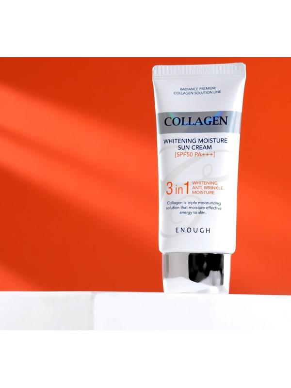 Солнцезащитный крем для лица ENOUGH 3 в 1 с морским коллагеном SPF50 PA+++, 50 мл
