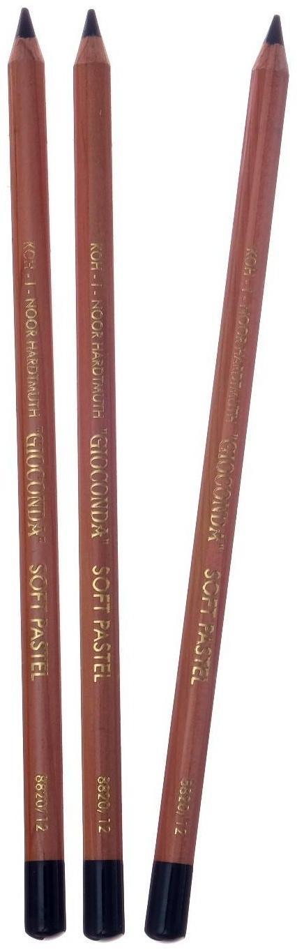 Набор 3 штуки пастель сухая в карандаше Soft Koh-I-Noor 8820 GIOCONDA, черная (1295206)