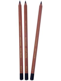 Набор 3 штуки пастель сухая в карандаше Soft Koh-I-Noor 8820 GIOCONDA, черная (1295206)