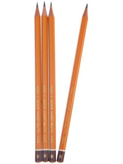 Набор чернографитных карандашей 4 штуки Koh-I-Noor, профессиональных 1500 B3, заточенные (786597)