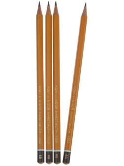 Набор профессиональных чернографитных карандашей 4 штуки Koh-I-Noor 1500 B8, заточенные (1161789)