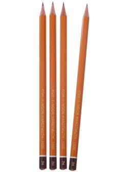 Набор профессиональных чернографитных карандашей 4 штуки Koh-I-Noor 1500 H7, лакированный корпус (3098863)