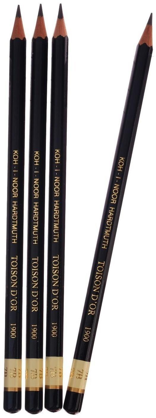 Набор чернографитных карандашей 4 штуки Koh-I-Noor, профессиональных 1900 7В (2474709)