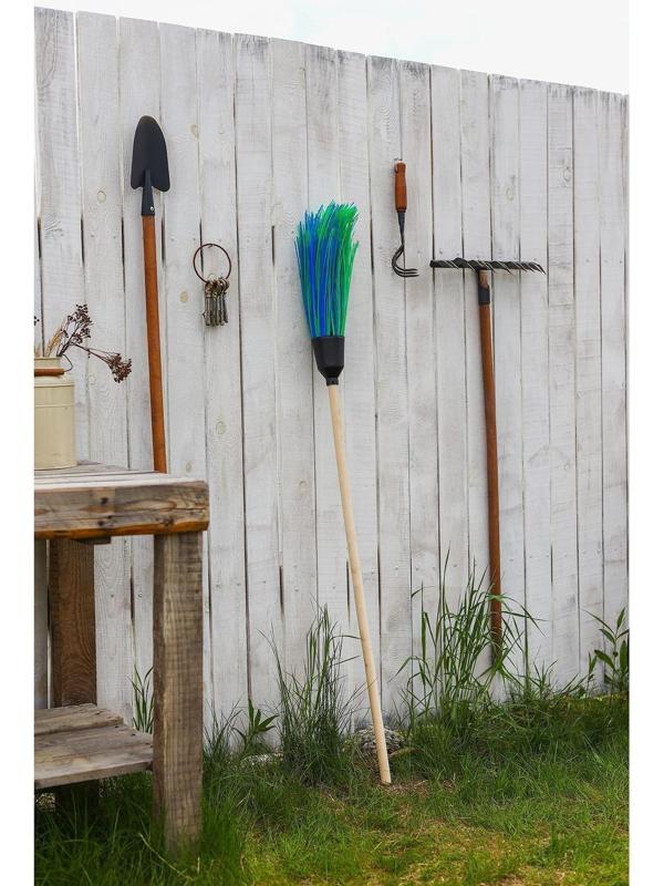 Метла полипропиленовая, наборная, с черенком, 3 фланца, цвет МИКС