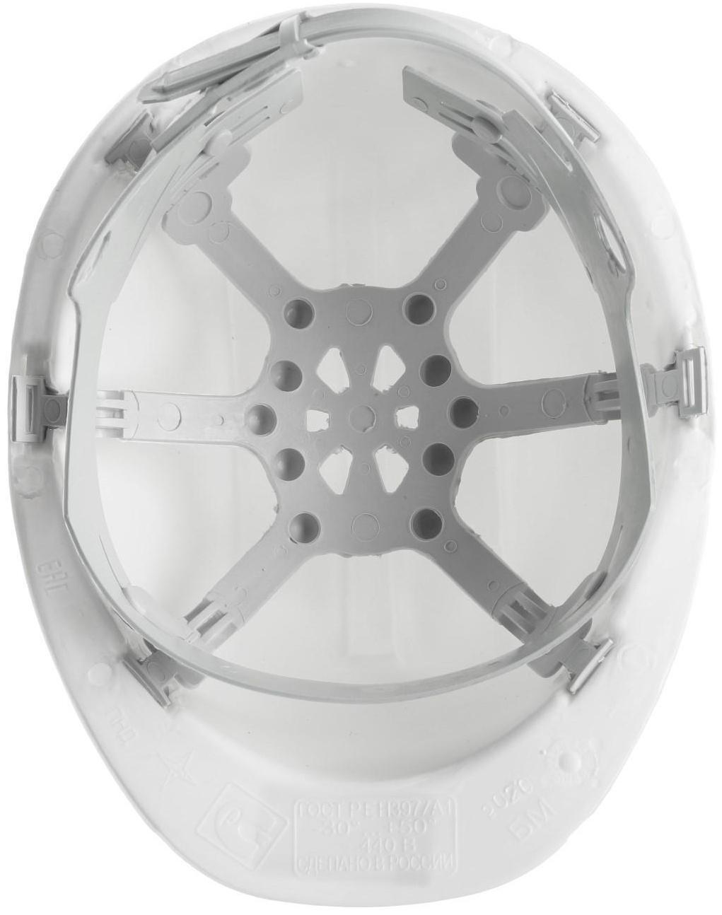 Каска защитная ТУНДРА, для строительно-монтажных работ, с пластиковым оголовьем, белая