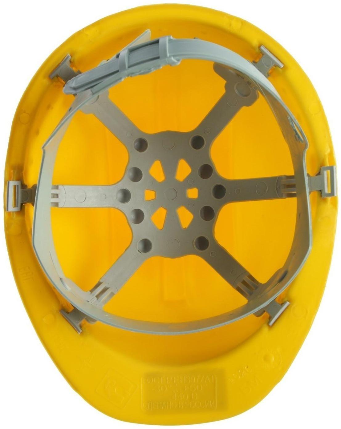 Каска защитная ТУНДРА, для строительно-монтажных работ, с пластиковым оголовьем, желтая