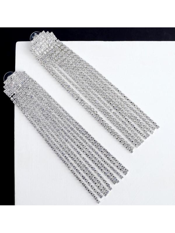 Серьги висячие со стразами 