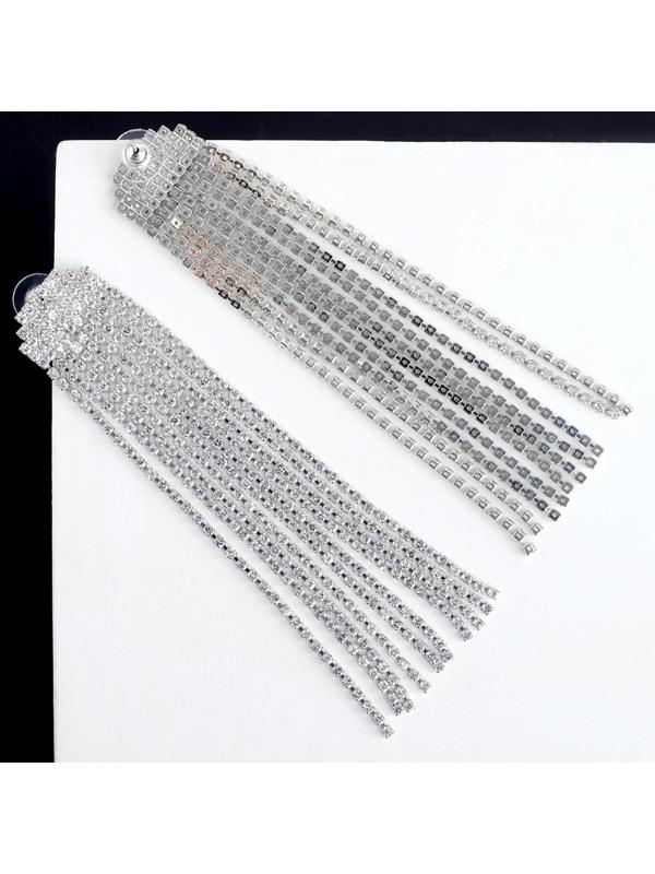 Серьги висячие со стразами 