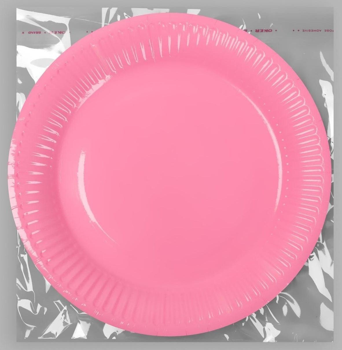 Тарелка бумажная, однотонная, цвет розовый