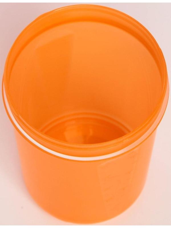 Шейкер спортивный с чашей под протеин, орнанжево-розовый, 500 мл