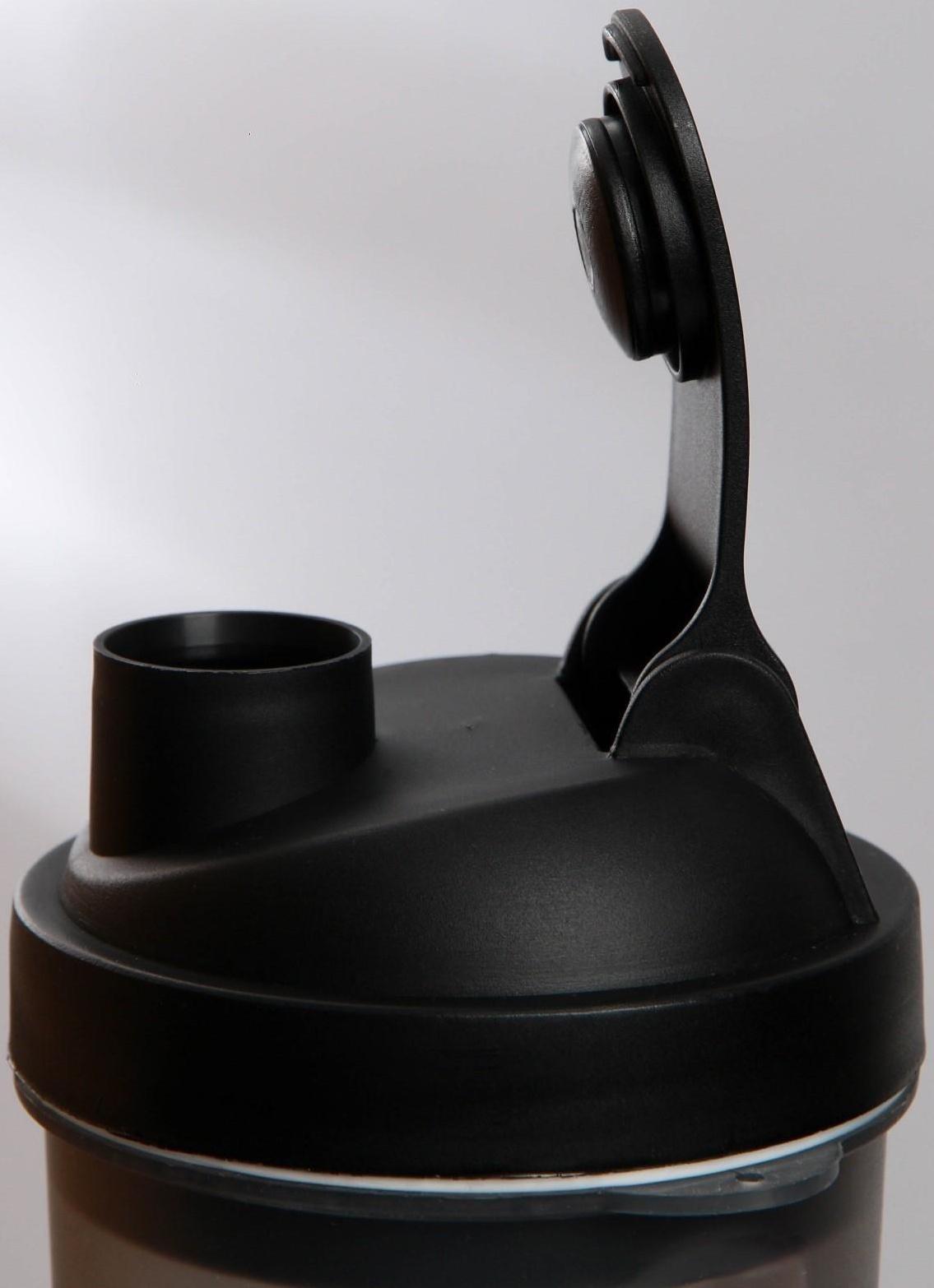 Шейкер спортивный с чашей под протеин, чёрный, 500 мл