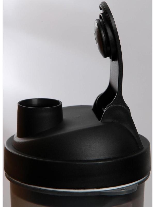 Шейкер спортивный с чашей под протеин, чёрный, 500 мл