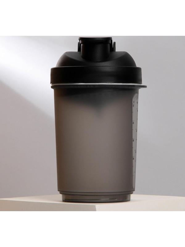 Шейкер спортивный с чашей под протеин, чёрный, 500 мл