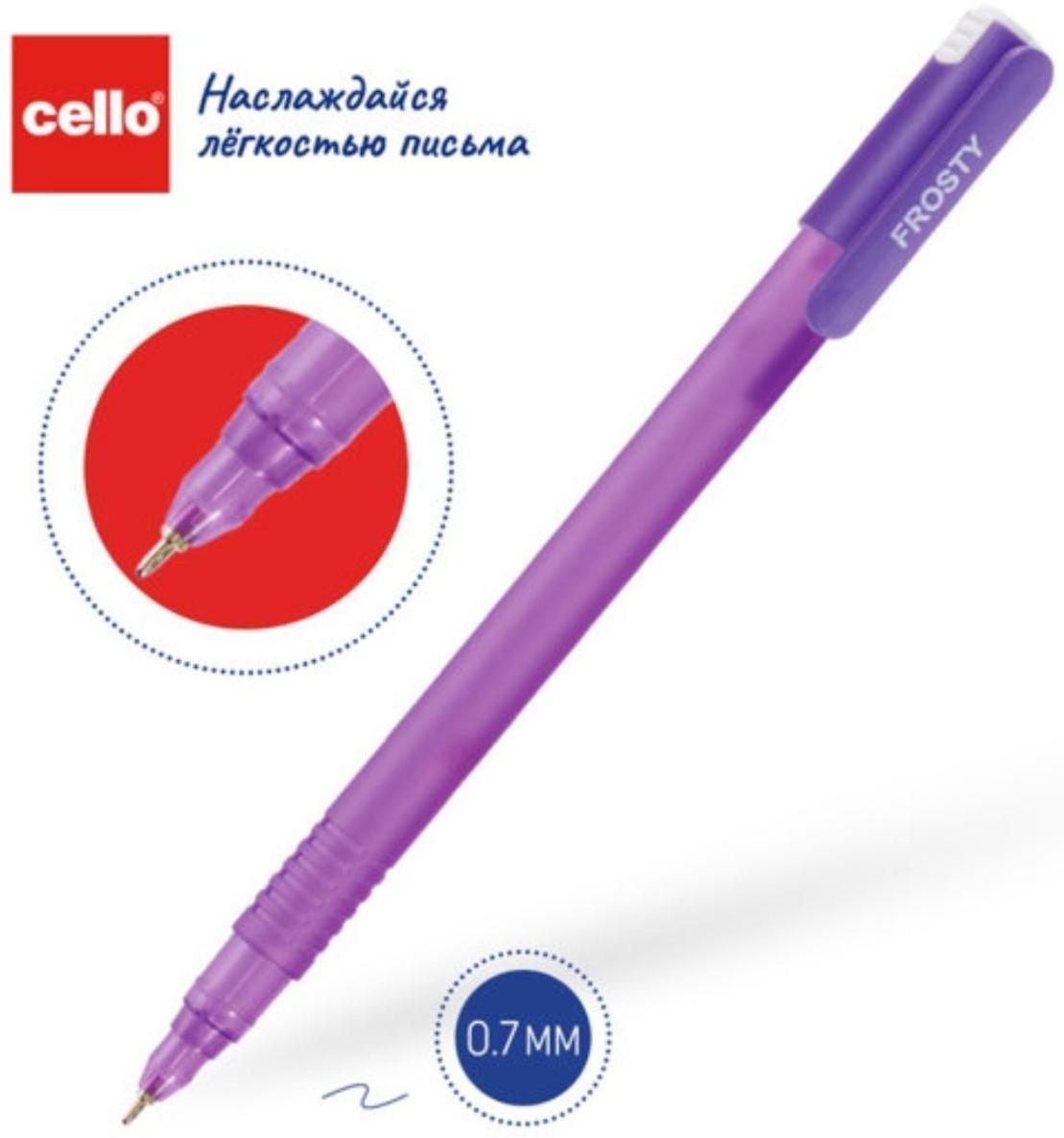 Ручка шариковая Cello Frosty, узел 0.7 мм, чернила синие, корпус микс