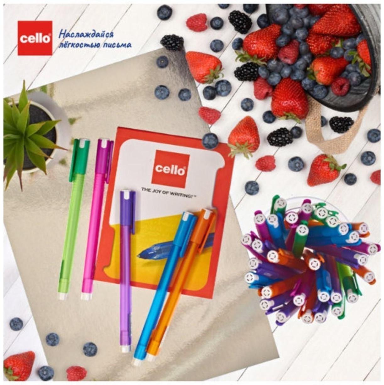 Ручка шариковая Cello Frosty, узел 0.7 мм, чернила синие, корпус микс