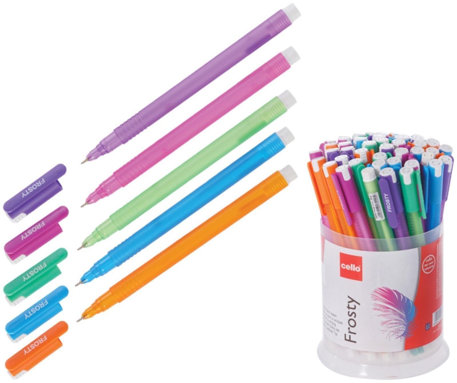 Ручка шариковая Cello Frosty, узел 0.7 мм, чернила синие, корпус микс