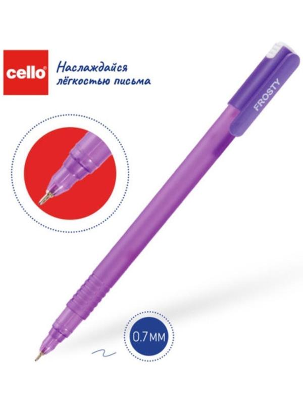 Ручка шариковая Cello Frosty, узел 0.7 мм, чернила синие, корпус микс