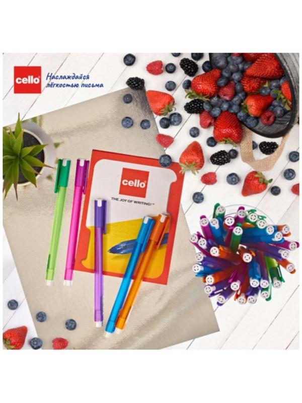 Ручка шариковая Cello Frosty, узел 0.7 мм, чернила синие, корпус микс