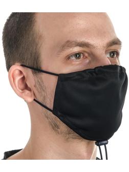 Маска тканевая, многоразовая, регулируемая, фасовка 2 шт, чёрная