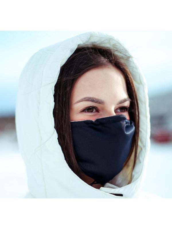 Маска тканевая, многоразовая, регулируемая, фасовка 2 шт, чёрная