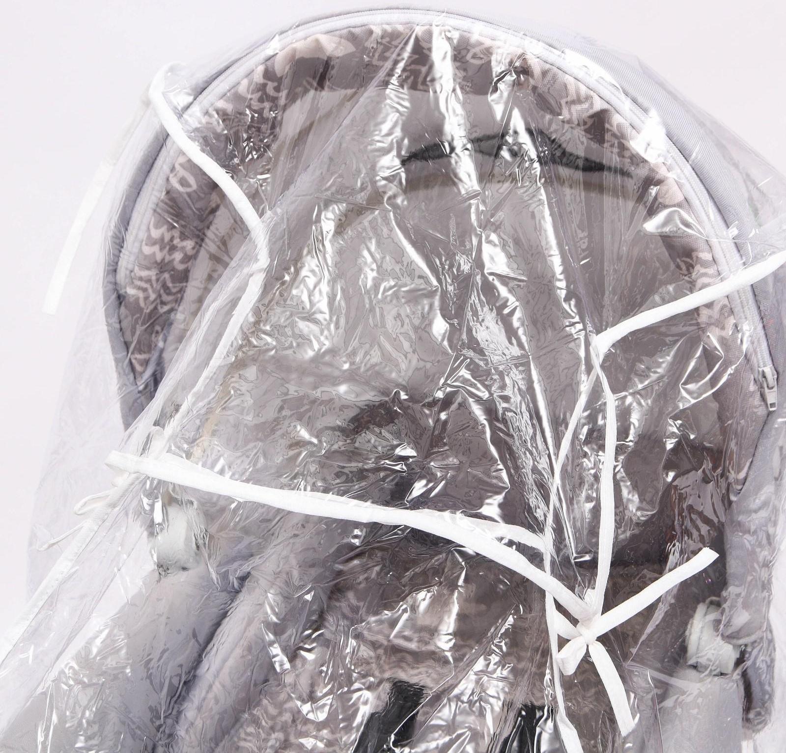 Универсальный дождевик для детской коляски, с окном, ПВХ, окантовка МИКС