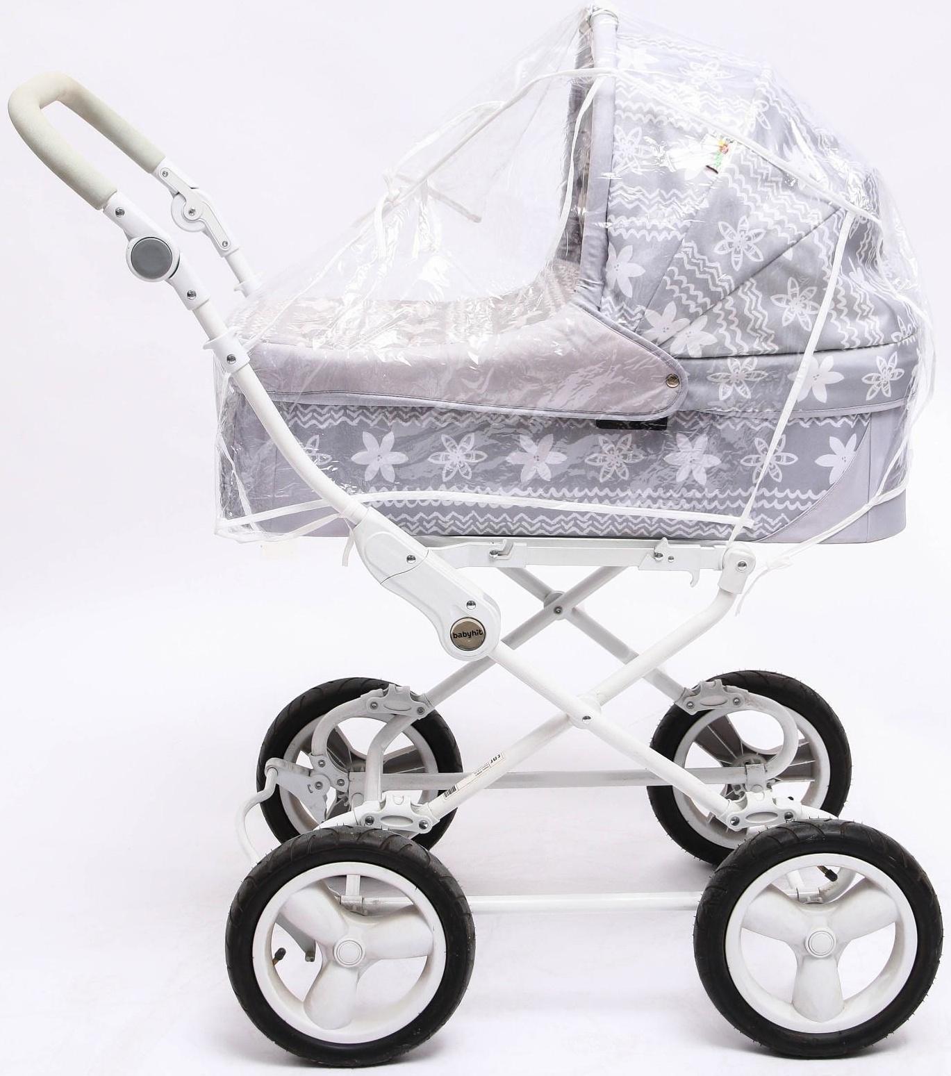 Универсальный дождевик для детской коляски, с окном, ПВХ, окантовка МИКС