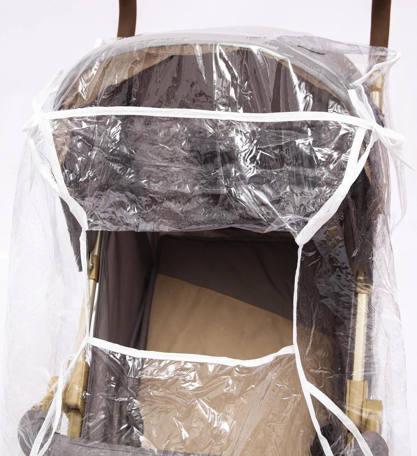 Универсальный дождевик для детской коляски, с окном, ПВХ, окантовка МИКС