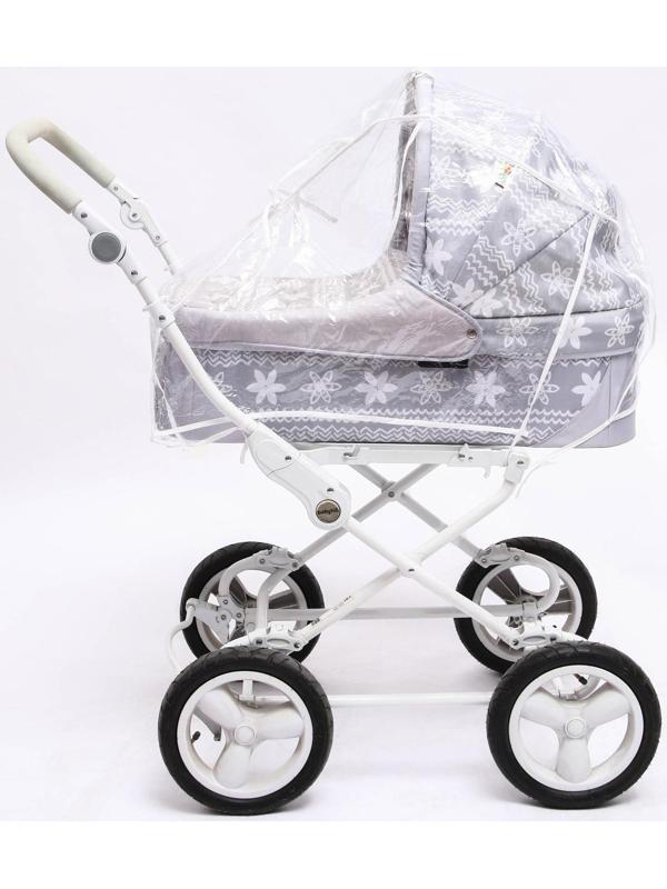 Универсальный дождевик для детской коляски, с окном, ПВХ, окантовка МИКС