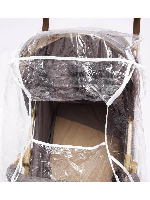 Универсальный дождевик для детской коляски, с окном, ПВХ, окантовка МИКС