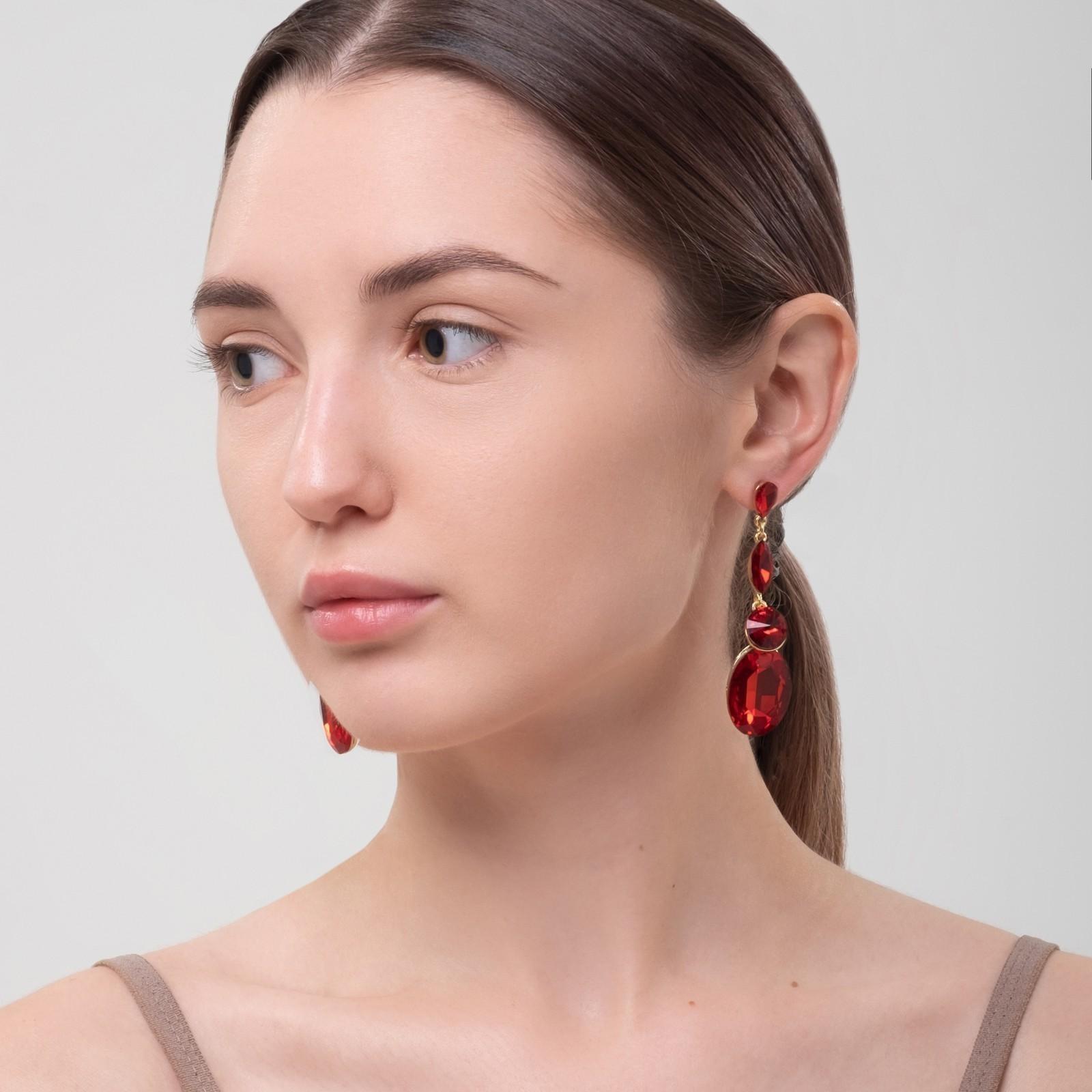 Серьги висячие со стразами 